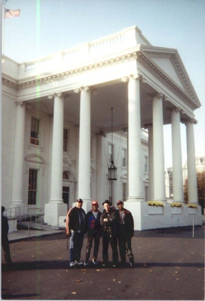 Roy Carrier, Calvin Sam, Andrew Donaldson, Phillip Carrier in front of the White House '98