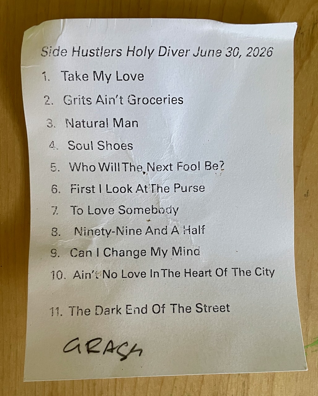 Side Hustlers set list, Holy Diver, June 30, 3036