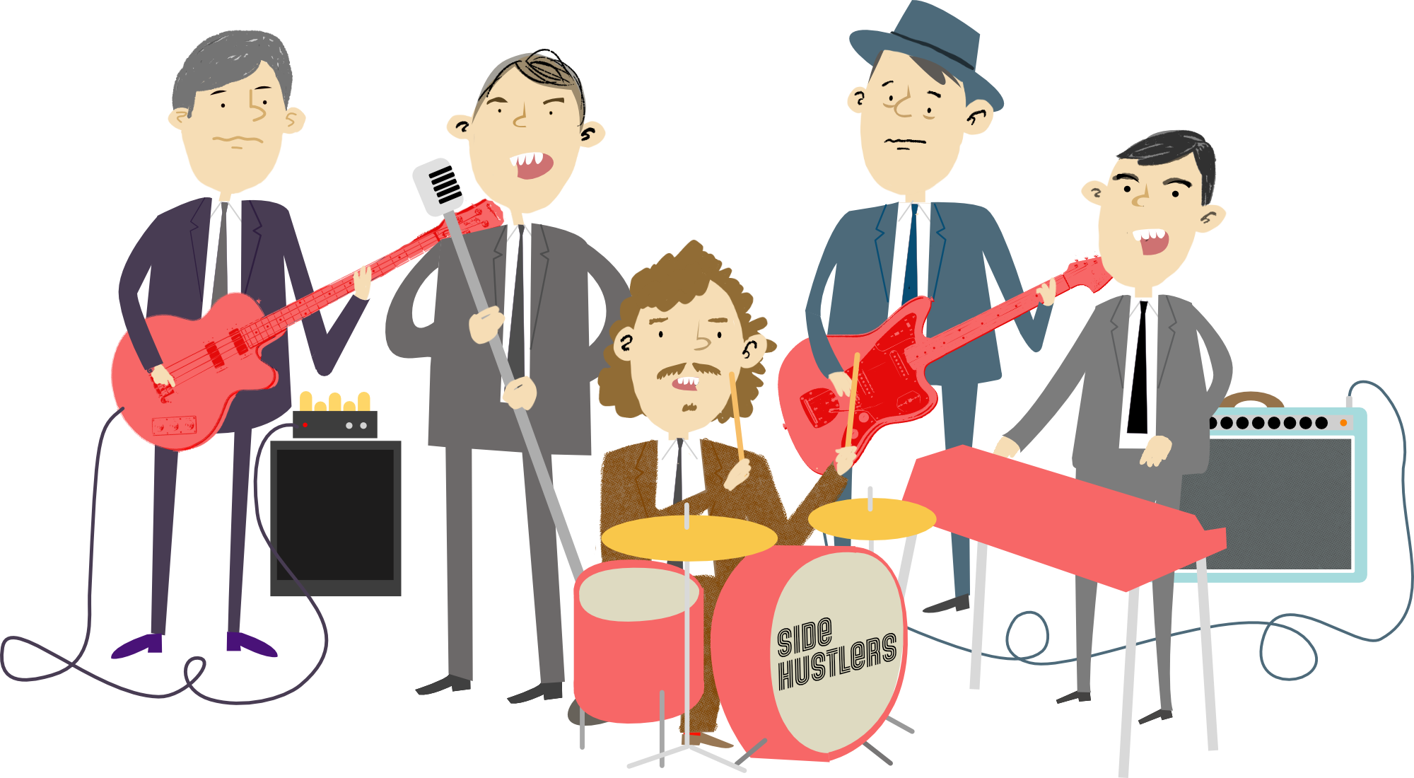 Cartoon of Side Hustlers Band
